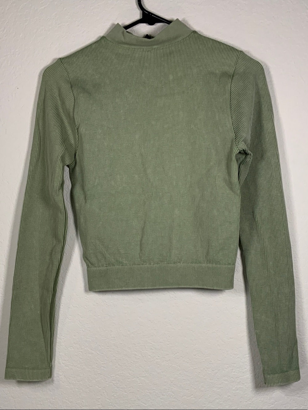 Light Green Ribbed Zip-Front Jacket - Picture 2 of 3